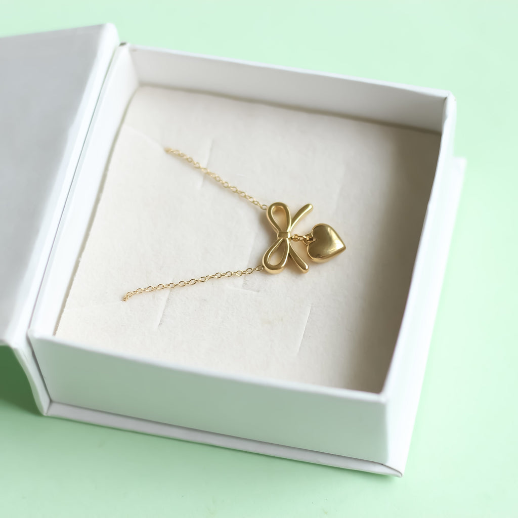 Bow Heart Necklace