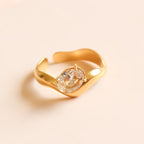 White Stone Swirl Ring | Adjustable