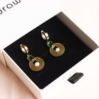 18K Gold Plated | Emerald Spiral Earrings