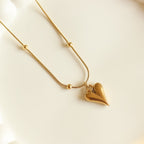 Elongated Puffy Heart Necklace