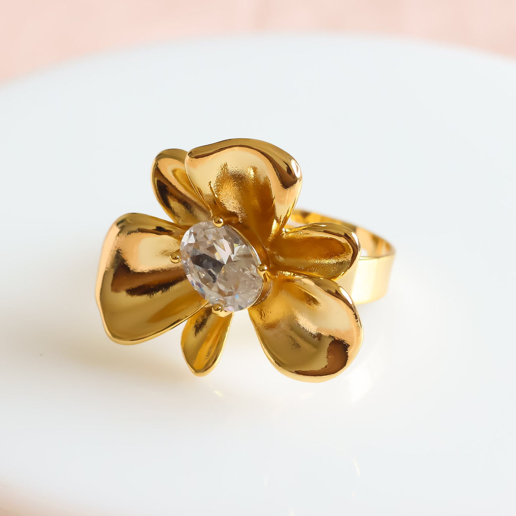 Metallic Flower Ring | Adjustable