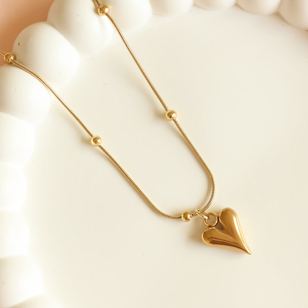 Elongated Puffy Heart Necklace