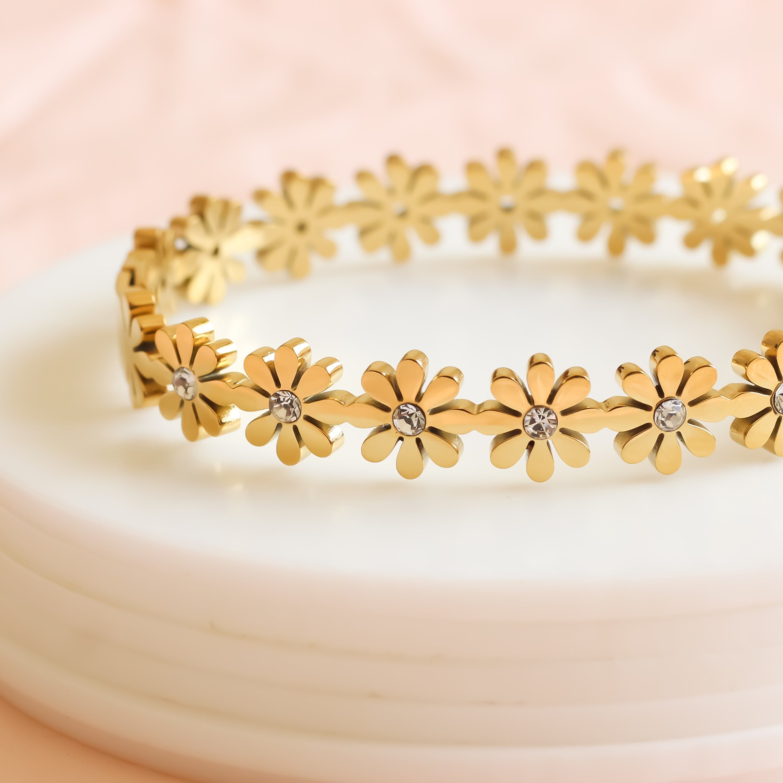 Golden Grace Flower Bangle