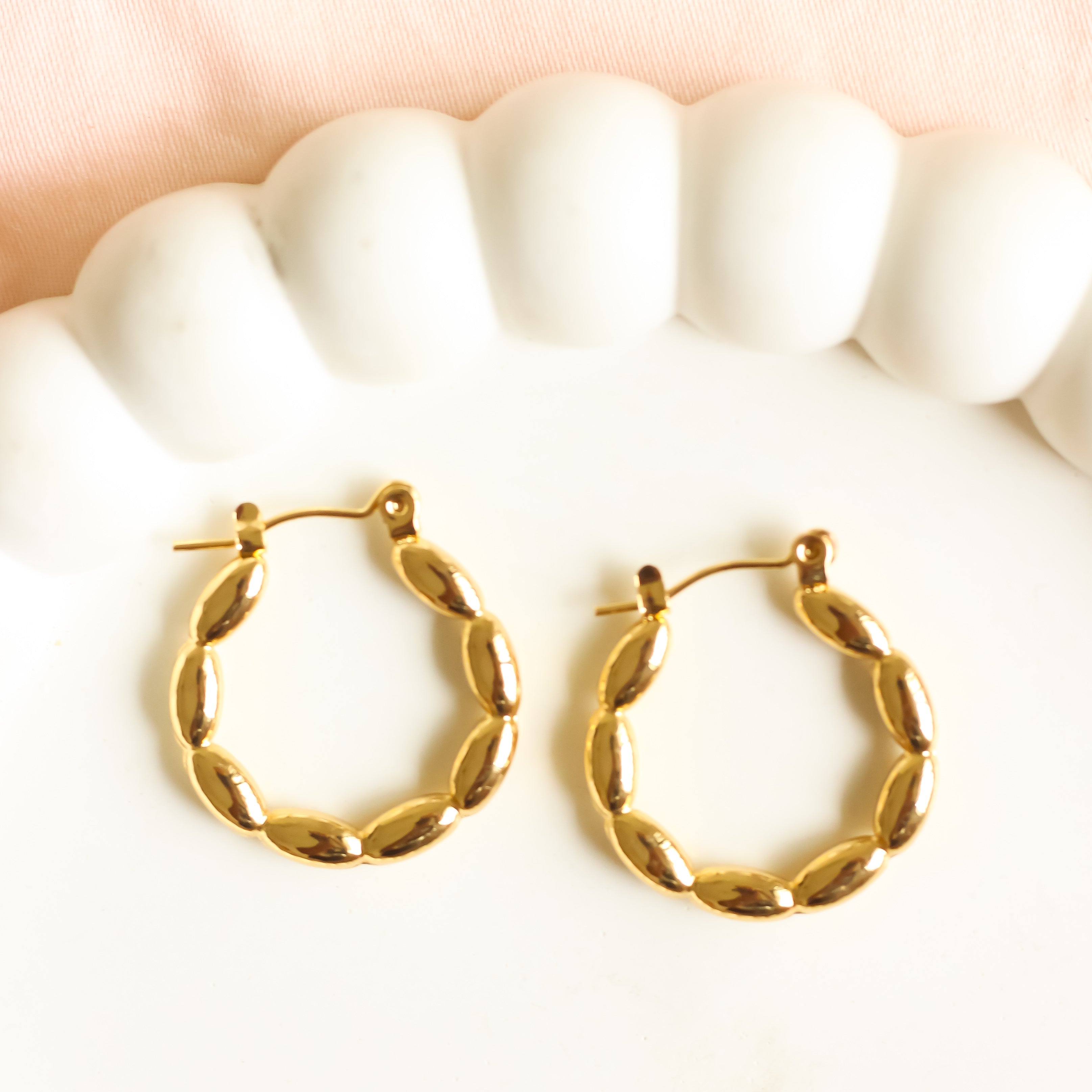 Gold Puffed Hoops