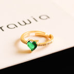 Emerald Heart Ring | Adjustable