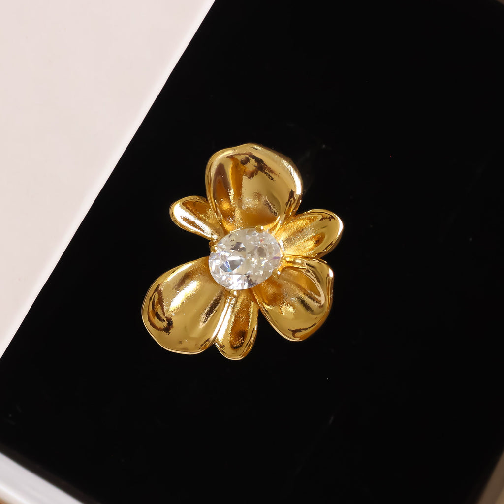 Metallic Flower Ring | Adjustable