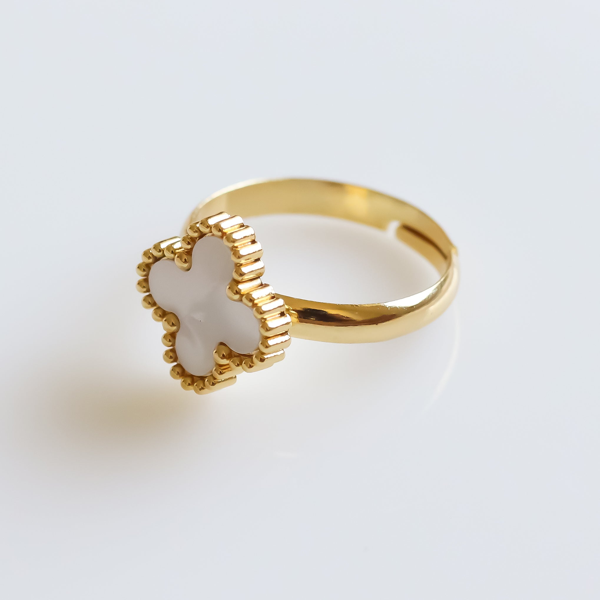 White Clover Adjustable Ring