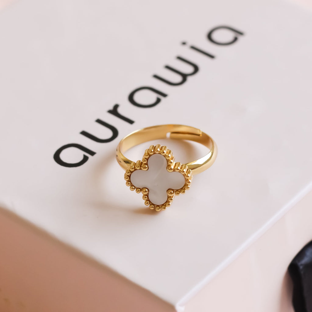 White Clover Adjustable Ring