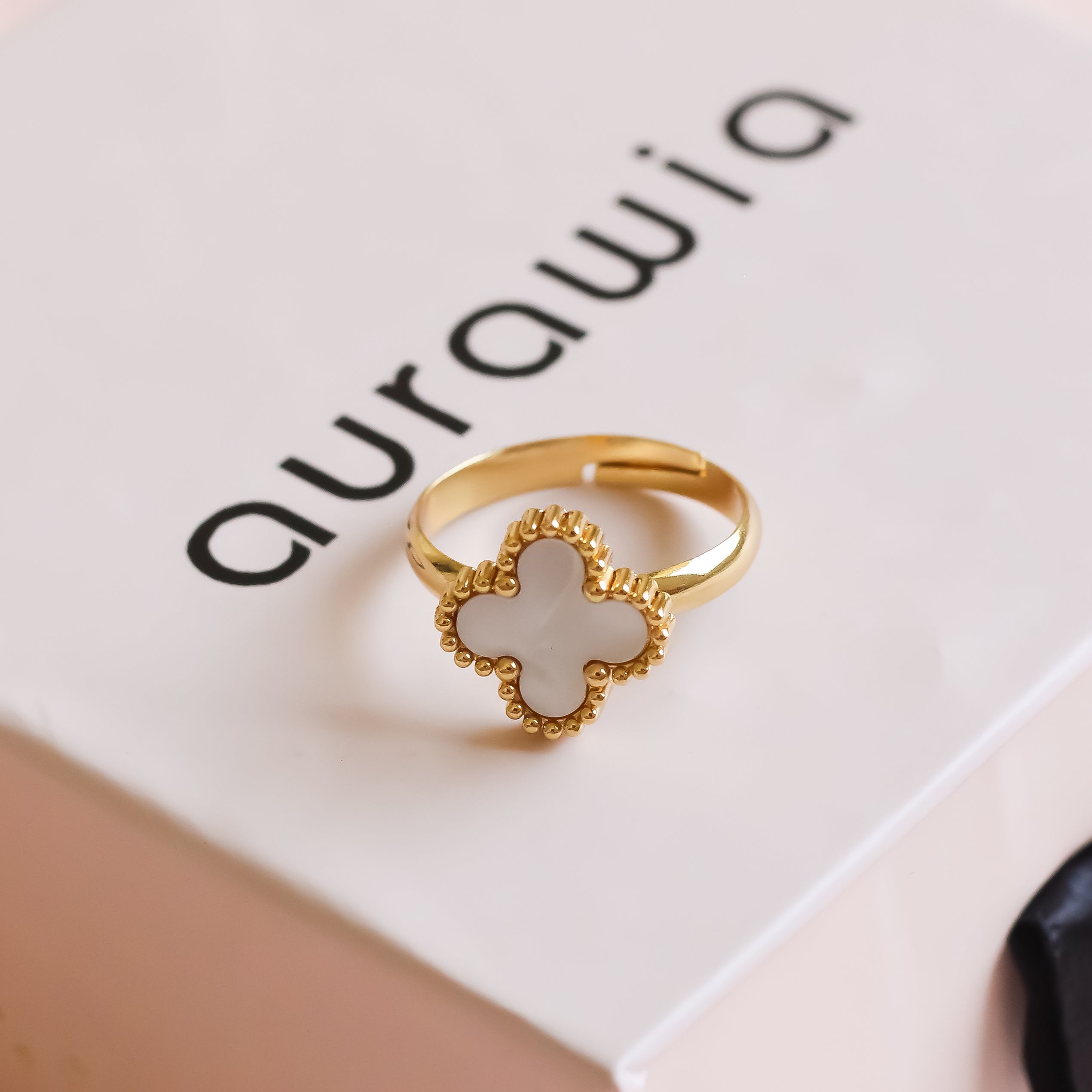 White Clover Adjustable Ring
