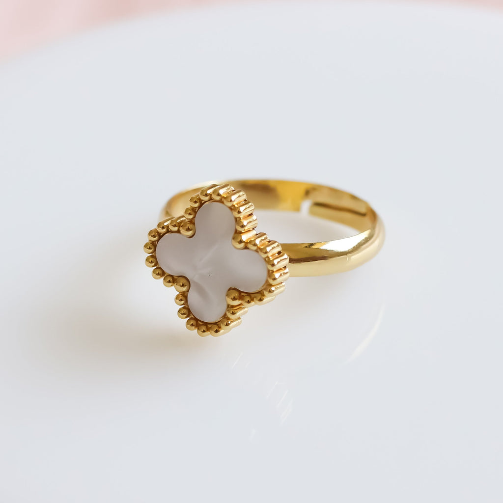 White Clover Adjustable Ring