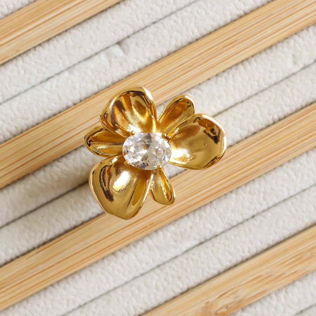 Metallic Flower Ring | Adjustable