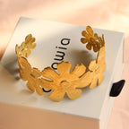 Gold Flower Cuff Bangle | Adjustable Cuff Bangle