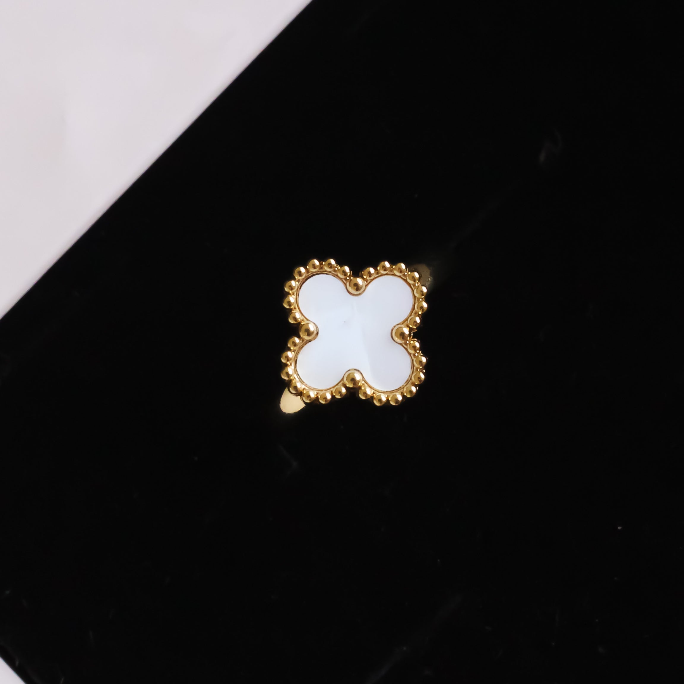 White Clover Adjustable Ring