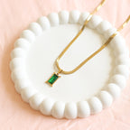 Snake Chain with Emerald Stone Pendant