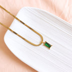 Snake Chain with Emerald Stone Pendant