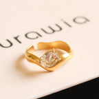 White Stone Swirl Ring | Adjustable