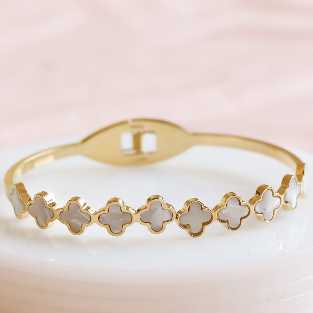 White Clover Bracelet | Open Cuff Bracelet