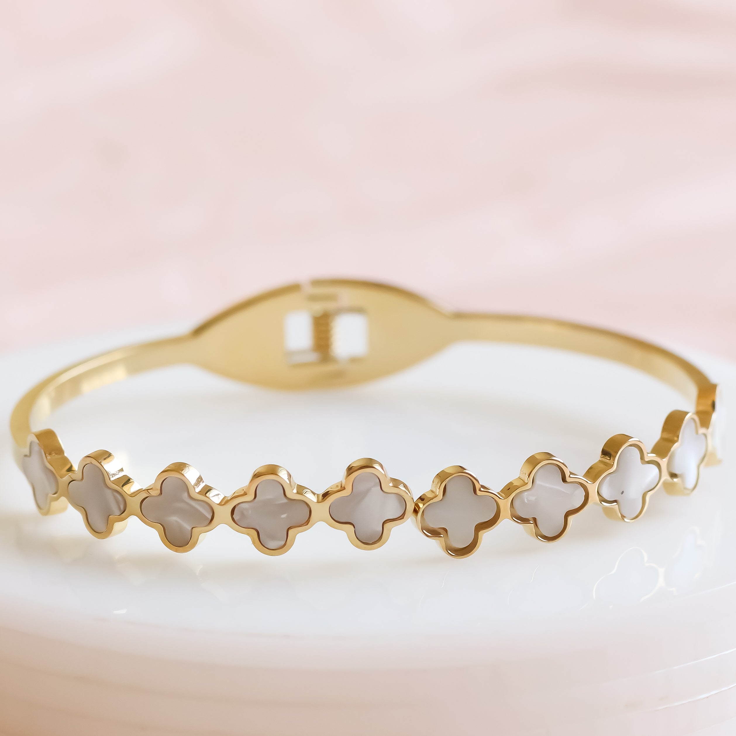 White Clover Bracelet | Open Cuff Bracelet