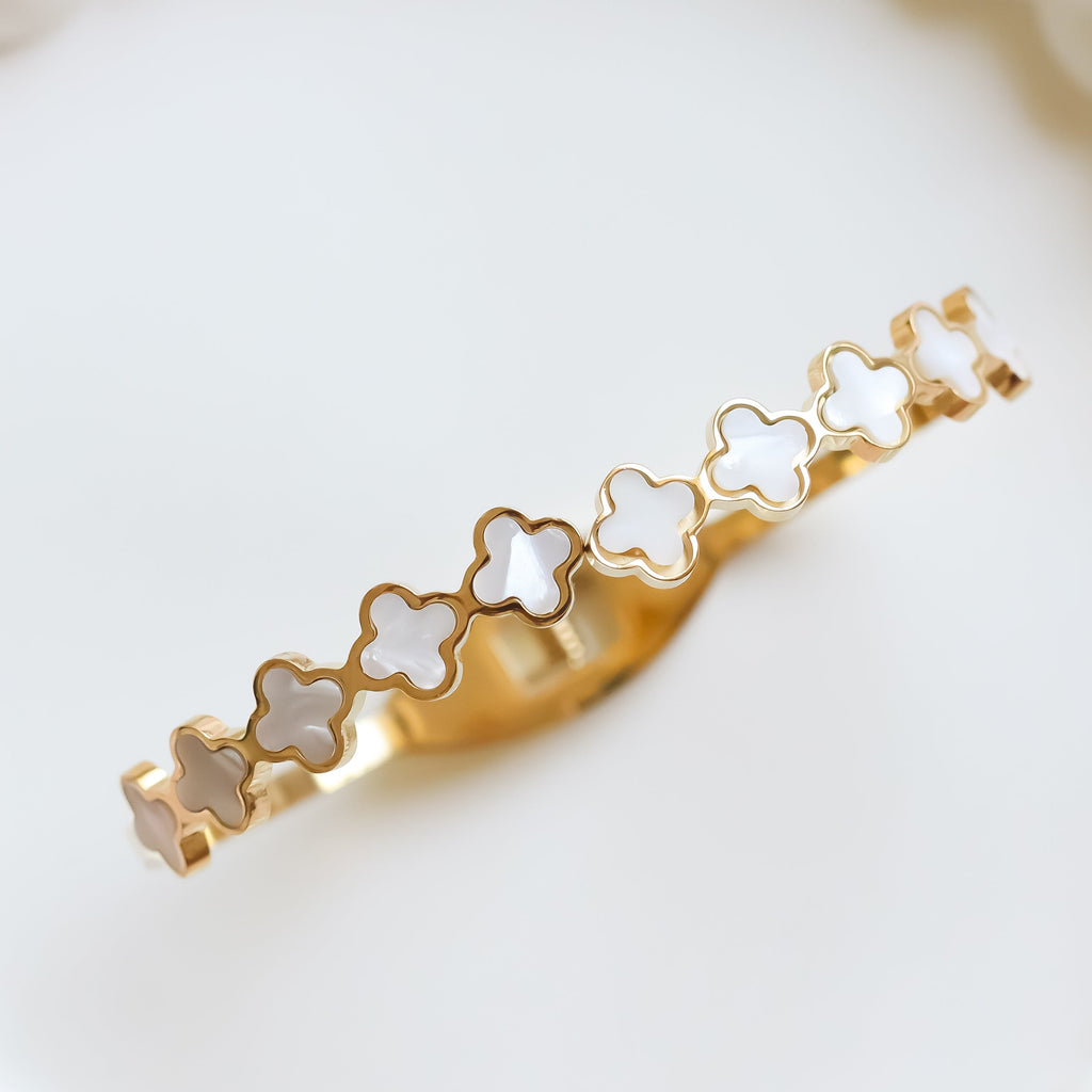 White Clover Bracelet | Open Cuff Bracelet