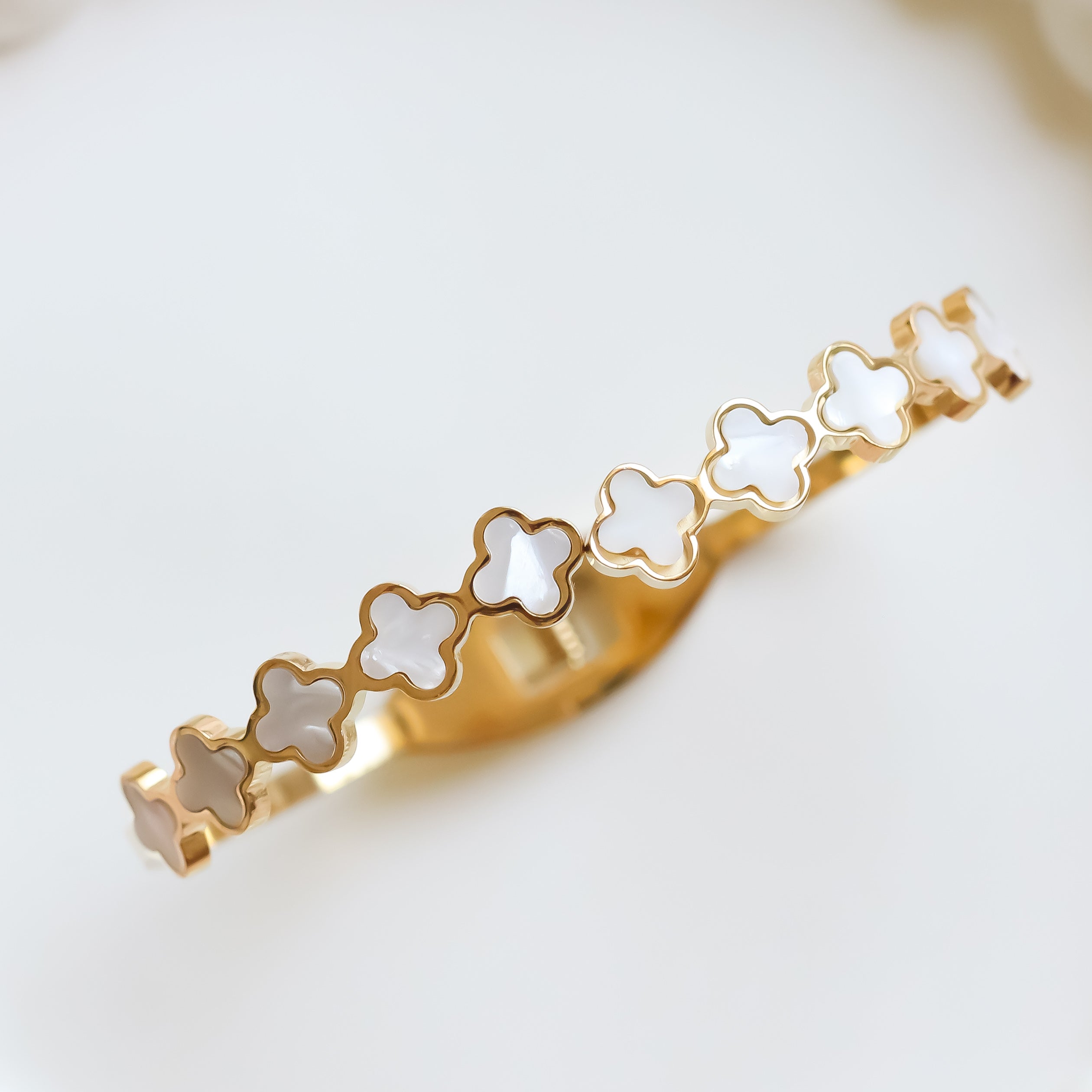 White Clover Bracelet | Open Cuff Bracelet