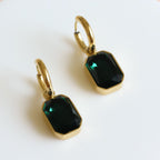 Emerald Gold Drop Earrings 18k gold plated