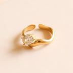 White Stone Swirl Ring | Adjustable