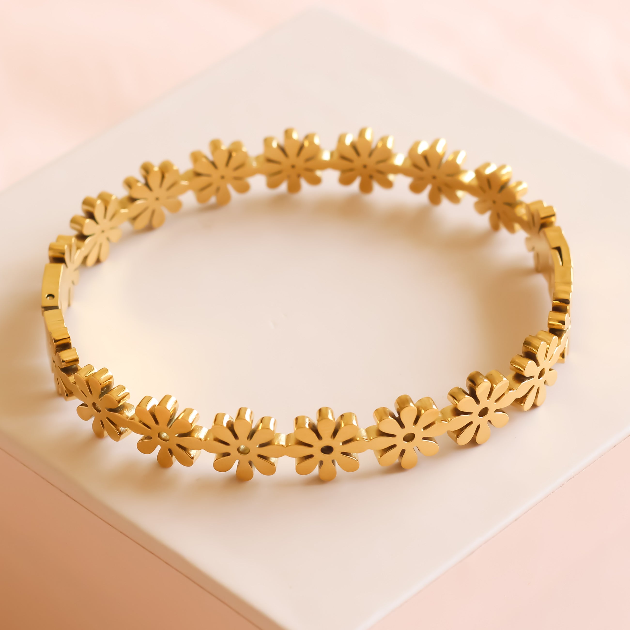 Golden Grace Flower Bangle