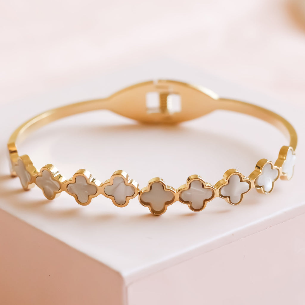 White Clover Bracelet | Open Cuff Bracelet