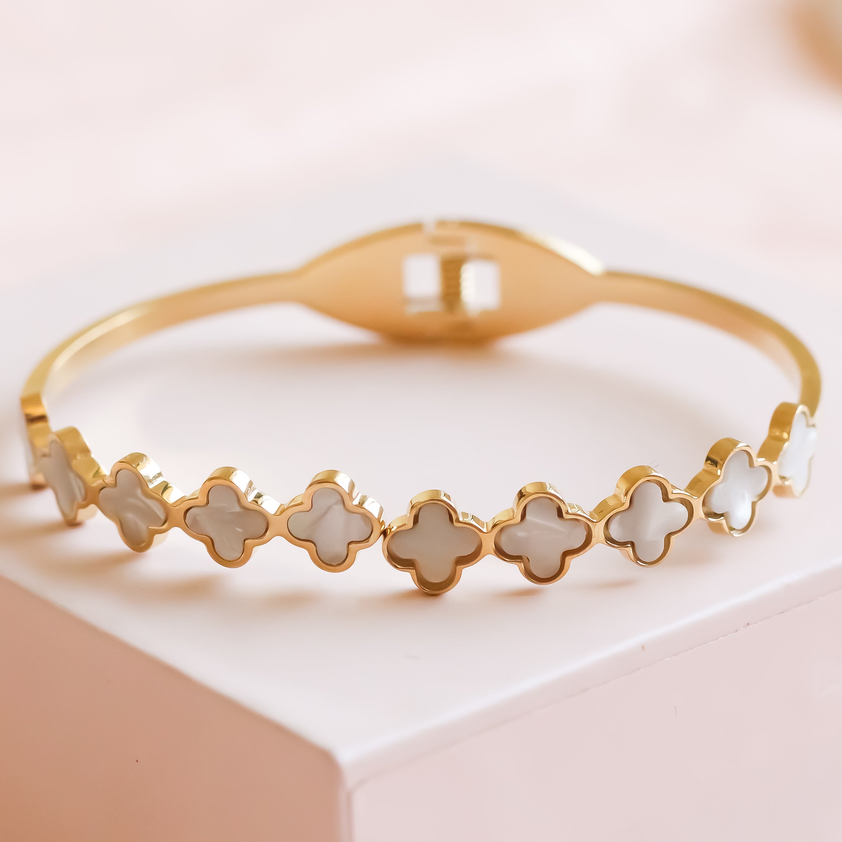 White Clover Bracelet | Open Cuff Bracelet