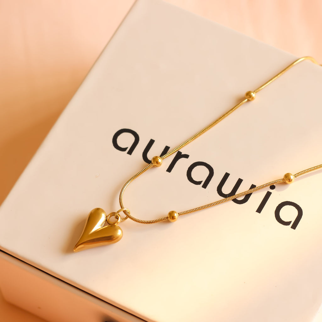 Elongated Puffy Heart Necklace