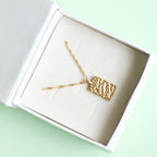 Blooming Rectangle Gold Pendant Chain
