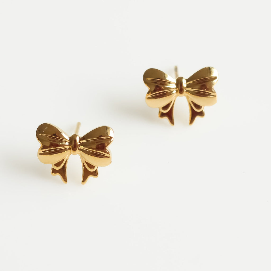 Gold Tiny Bow Studs