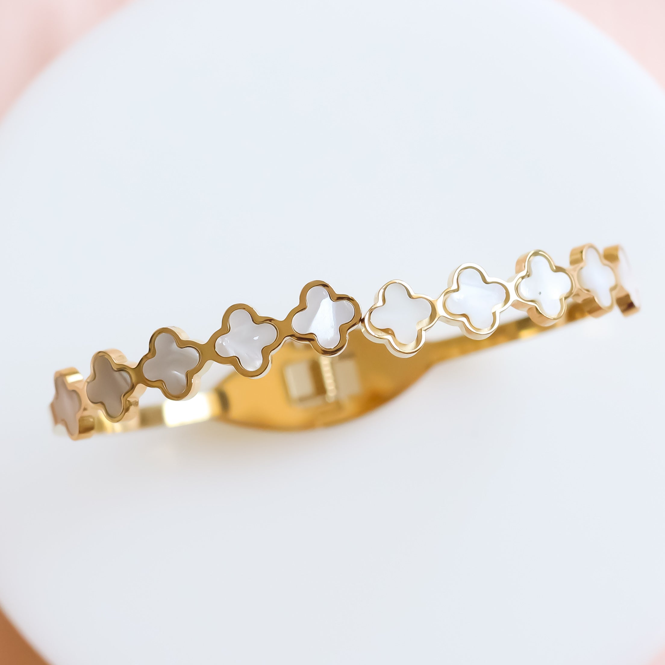 White Clover Bracelet | Open Cuff Bracelet